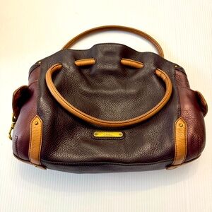 Cole Haan Denney Brown Tri Color Pebble Leather Large  Hobo Bag Brass Hardware